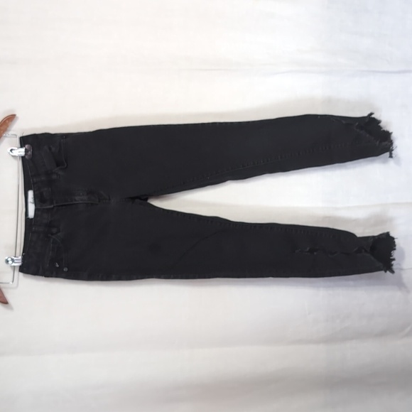Kancan Black Denim Skinny Jean Distressed Hem Size 1/24 - Picture 1 of 6